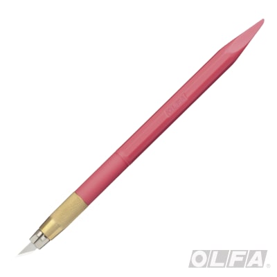 CUCHILLO OLFA TIPO LAPIZ ROSADO 30° GRAD0S + RESPUESTOS1