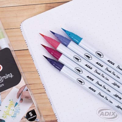 SET BRUSH PEN ROSADO/MORADO 5U ADIX2