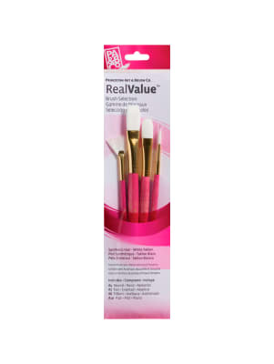 SET 4 PINCELES REAL VALUE PRINCETON TAKLON BLANCO MANGO FUCSIA