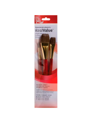 SET PINCELES PRINCETON real value - Set 3 Mango Corto Rojo Pelo Sintético Camello 