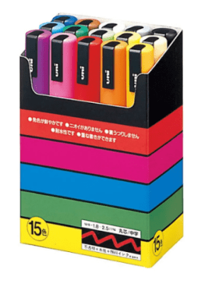 Marcador Posca (Jp) - Set 15 Colores 3M  0-9 -1.3 MM1