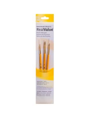 SET 3 PINCELES PRINCETON REAL VALUE - SINTETICO MANGO CORTO AMARILLO