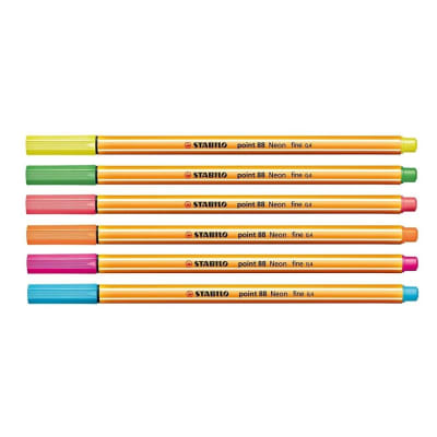 SET TIRALINEAS STABILO POINT  88 6 COLORES NEON 0.4MM