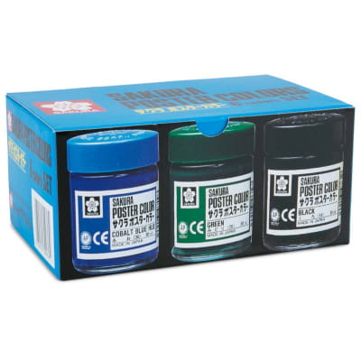 SET TÉMPERA PROFESIONAL SAKURA Poster Color - 6 Colores Básicos1