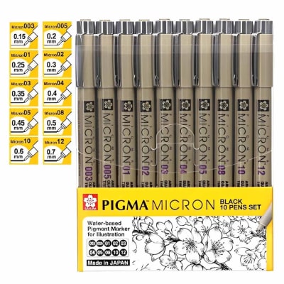 SET SAKURA PIGMA MICRON 10 TIRALINEAS