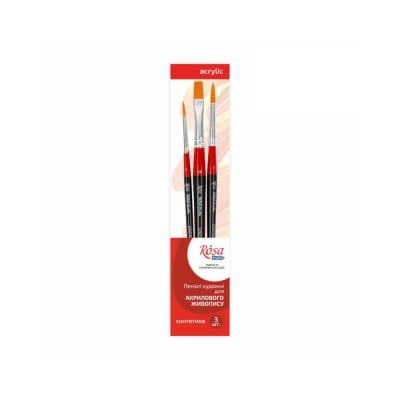 PINCELES ROSA Synth Acrylic - Set n6 , 3  pinceles1