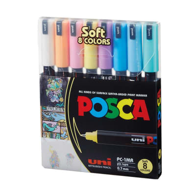 SET POSCA 8 Marcadores 1MR Colores Pastel 0.7 MM