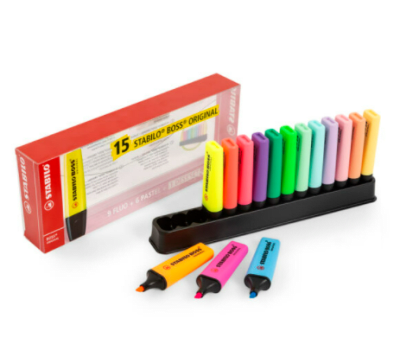 DESTACADOR STABILO BOSS - SET 15 COLORES NEÓN Y PASTEL2