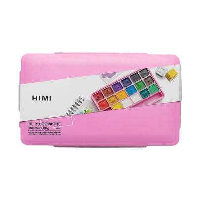 SET GOUACHE HIMI 18 Colores 30gr + Pinceles Caja Rosada1