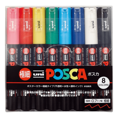SET POSCA 1M - 8 COLORES 0.7 MM1