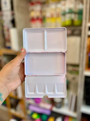 CAJA METALICA VACIA PARA ACUARELA | COLOR ROSA  SIN REJILLA