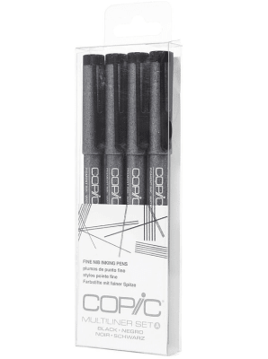 TIRALINEAS COPIC - SET 4 MULTILINER BLACK SET A1