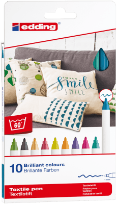 SET MARCADORES EDDING TEXTIL - 10 COLORES DIVERTIDOS 1MM1