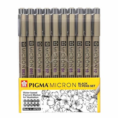 SET SAKURA PIGMA MICRON 10 TIRALINEAS
