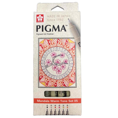 TIRALINEAS SAKURA SET MANDALA 6 COLORES CÁLIDOS 0.5