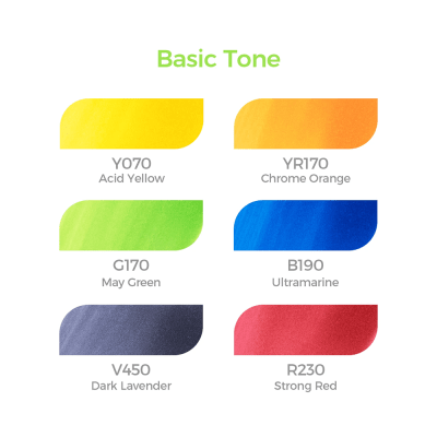 Marcadores Ohuhu - Honolulu doble punta al alcohol - Tonos Básico 6 U