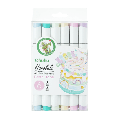 Marcadores Ohuhu - Honolulu doble punta al alcohol - Tonos Pastel 6 U