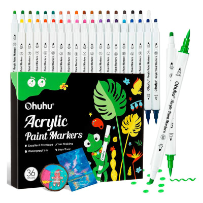 SET MARCADORES OHUHU Akaka Acrílicos (Pincel y Punto) 36 Colores