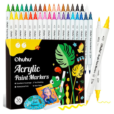 SET MARCADORES OHUHU Akaka Acrílicos (Pincel y Fina) 36 Colores