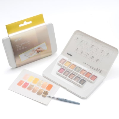 SET ACUARELA HIMI Metalizadas 12 Colores- Colores Dorados