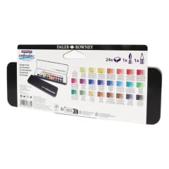 Set Acuarelas Graduate Daler Rowney - 24 colores + pincel y lápiz