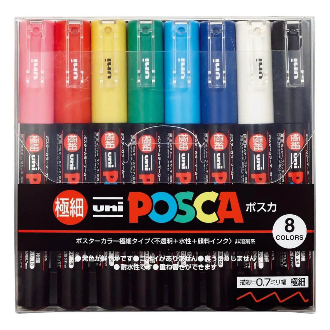 SET POSCA 1M - 8 COLORES 0.7 MM | La Pencilería