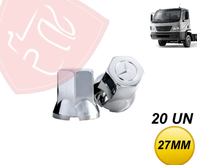PACK 20 UN CUBRE TUERCA CROMADA LOGO MERCEDES BENZ 27MM