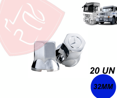 PACK 20 UN CUBRE TUERCA CROMADA LOGO MERCEDES BENZ 32MM