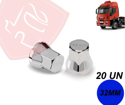 PACK 20 UN CUBRE TUERCA CROMADA LOGO IVECO 32MM