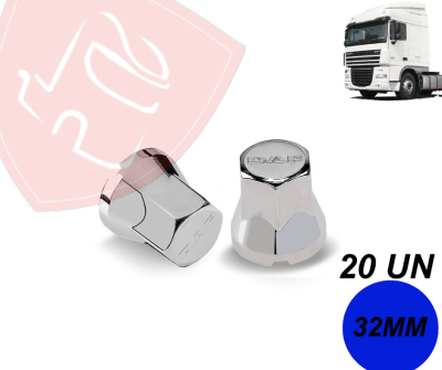 PACK 20 UN CUBRE TUERCA CROMADA LOGO DAF 32MM