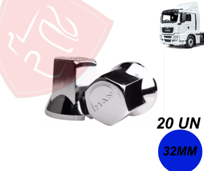 PACK 20 UN CUBRE TUERCA CROMADA LOGO MAN 32MM