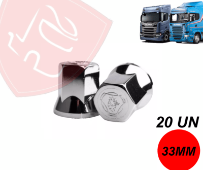 PACK 20 UN CUBRE TUERCA CROMADA LOGO SCANIA 33MM