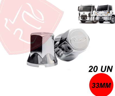 PACK 20 UN CUBRE TUERCA CROMADA LOGO FORD 33MM