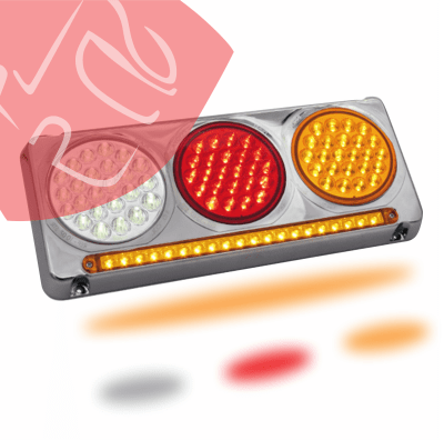 JUEGO FOCOS TRASEROS TRIPLE  CON REGLETA  184 LEDS 12V