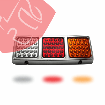 JG FOCOS TRASEROS CUADRADO 72 LED 24V BASE CROMADA