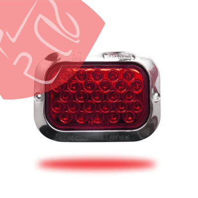 FOCO TRASERO CUADRADO 27 LED 24V BASE INOX DOBLE CONTACTO