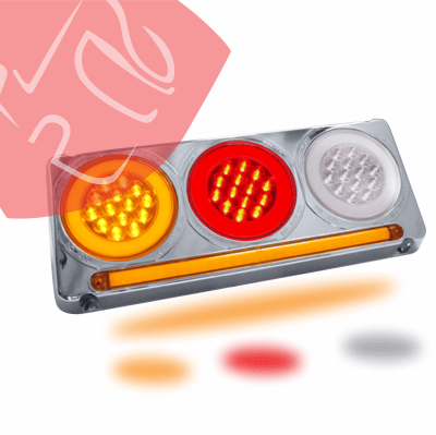 JG FOCO TRASERO REDONDO CON REGLETA BLANCO AMARILLO ROJO 24V