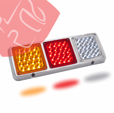 JG FOCOS TRASEROS CUADRADO 63 LED 24V BASE CROMADA