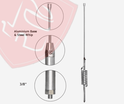 ANTENA PARA ESPEJO CAMION EN ALUMINIO CON RESORTE Y LATIGO