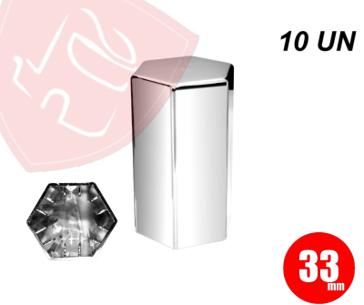 PACK 10 UN TAPA TUERCA CROMADA HEXAGONAL  (PRESION) 33mm