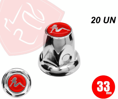 PACK 20 UN TAPA TUERCA CROMADA 33MM METAL CHICA ROJO