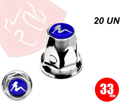 PACK 20 UN TAPA TUERCA CROMADA 33MM METAL CHICA AZUL