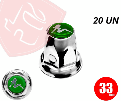 PACK 20 UN TAPA TUERCA CROMADA 33MM METAL CHICA VERDE