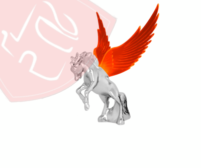 CABALLO CROMADO CON ILUMINACION DE ALAS PARA CAPOT