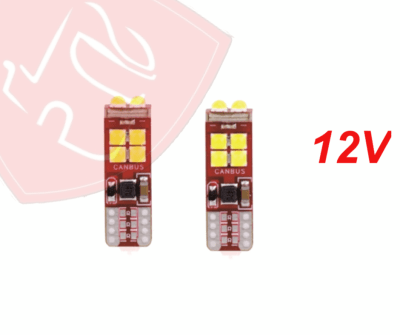 AMPOLLETA 12 LED AMBAR 3030 SMD CANBUS NO POLAR 12V 2PCS