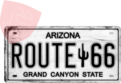 PLACA DECORATIVA ROUTE 66 ARIZONA BLANCA