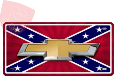 PLACA PATENTE DECORATIVA CHEVROLET FONDO ROJO