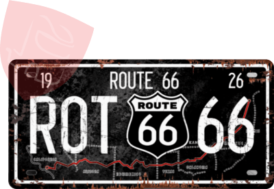 PLACA DECORATIVA ROUTE 66 MAPA NEGRO
