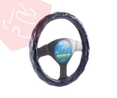 CUBRE VOLANTE NEGRO CON DOBLE HILO AZUL 45 CM