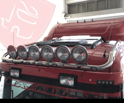 BARRA DE TECHO PORTA NEBLINEROS LARGA INOX SCANIA CABINA BAJA